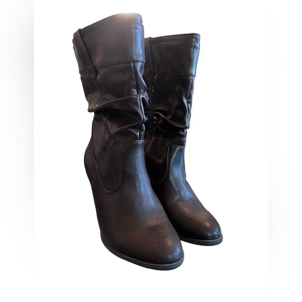 Womens slouchy White Mountain Rondo Fashion Mid-Calf Boots Size 8 Drk Brown
